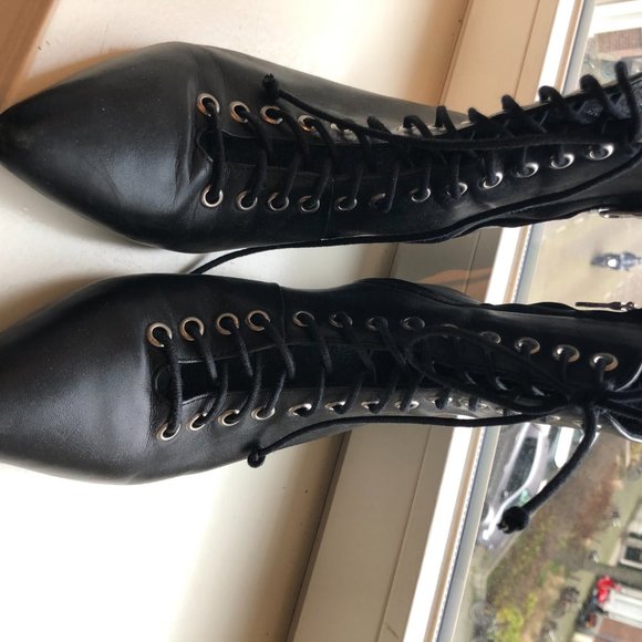 Beautiful black leather archive shoes booties - Picture 4 of 6